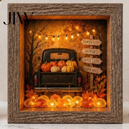 Decorative Seasonal Lights Halloween Lighted Frame Ornaments, Light Up Shadow Box, Warm Accents Atmosphere LED for Home Living Room Bedroom
