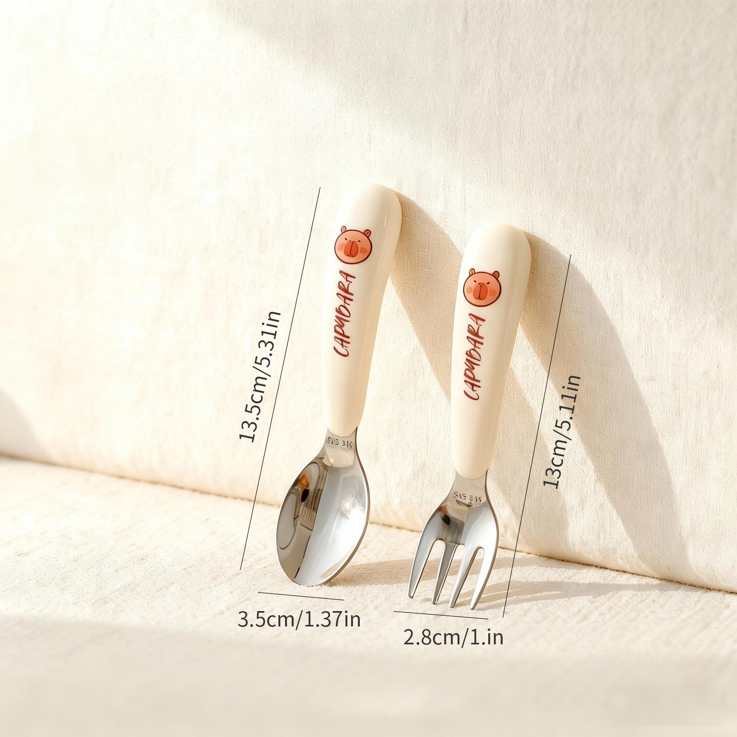 2/4Pcs Cute Children Spoon Fork Set Portable Tableware Training Chopsticks 316 Stainless Steel Feeding Tableware For Kids