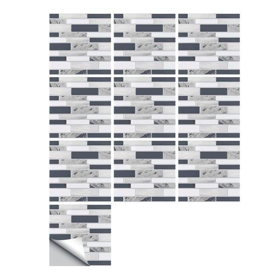 10 Sheets Marble Wall Tile Sticker Waterproof PVC Self-adhesive Decorative Decal Home Bathroom Kitchen Backsplash Peel-And-Stick Wall Sticker
