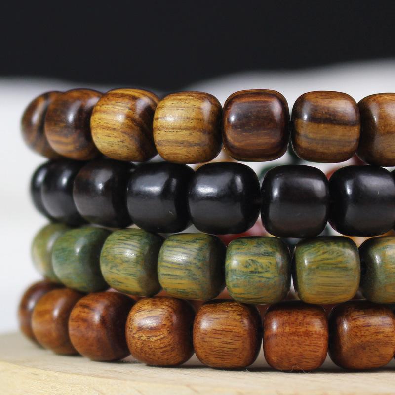 Women's Multi-Bead Luminous Bracelet: Bamboo, Ebony, Purple & Green Sandalwood, Rosewood.