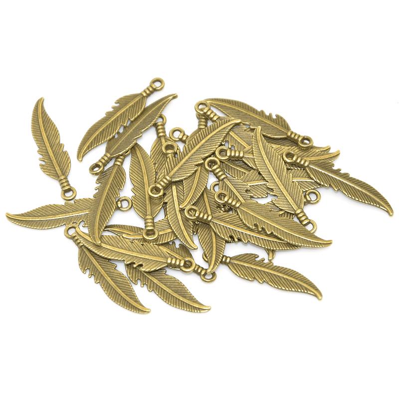 

Multicolor Retro Alloy Jewelry Accessories: Leaves & Feathers Pendants for Necklaces, Bracelets, Earrings.