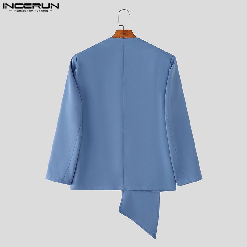 INCERUN Two Pieces Outfits Men Long Sleeve Layers Thin Blazer Long Straight Pants Party Sets