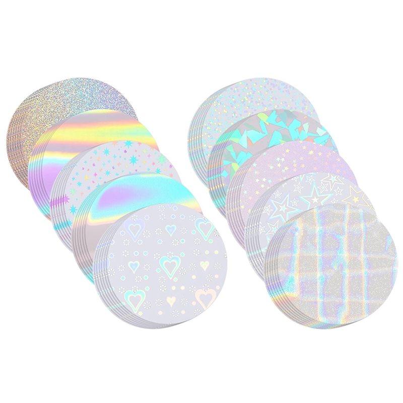 

CYCLI-For 2.25 Inch Button Machines Compatible 300 Pcs 58Mm Holographic Badge Maker Films- 10 Style Options
