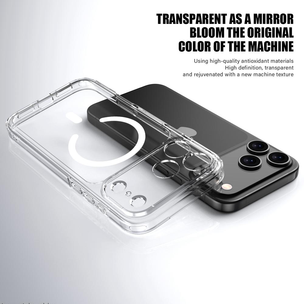 KEYSION Shockproof Transparent Case for MagSafe for iPhone 17 Pro Max Clear TPU+PC Magnetic Wireless Charging Phone Back Cover