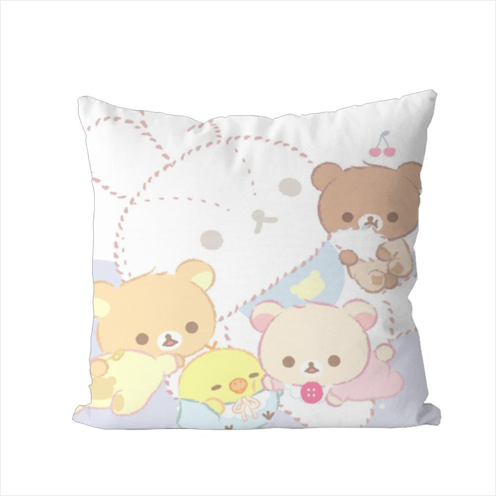 Cute RRilakkuma Pillow Case For Car Sofa Decorative Home Doublesided Print Plush Square Throw Pillow Cushion Cover