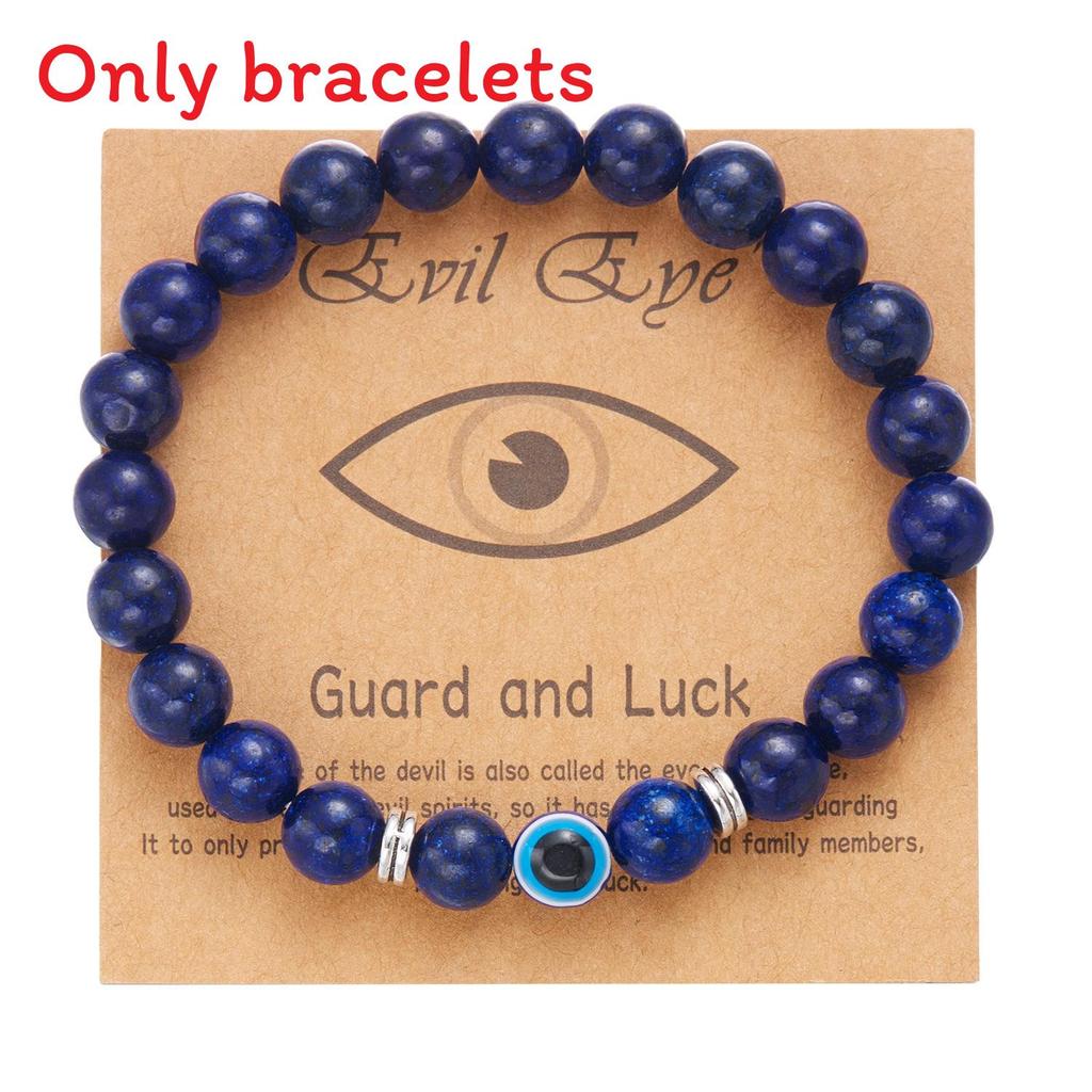 Fashion Frosted Bead Bracelet With Blue Eyed Design For Unisex Gift
