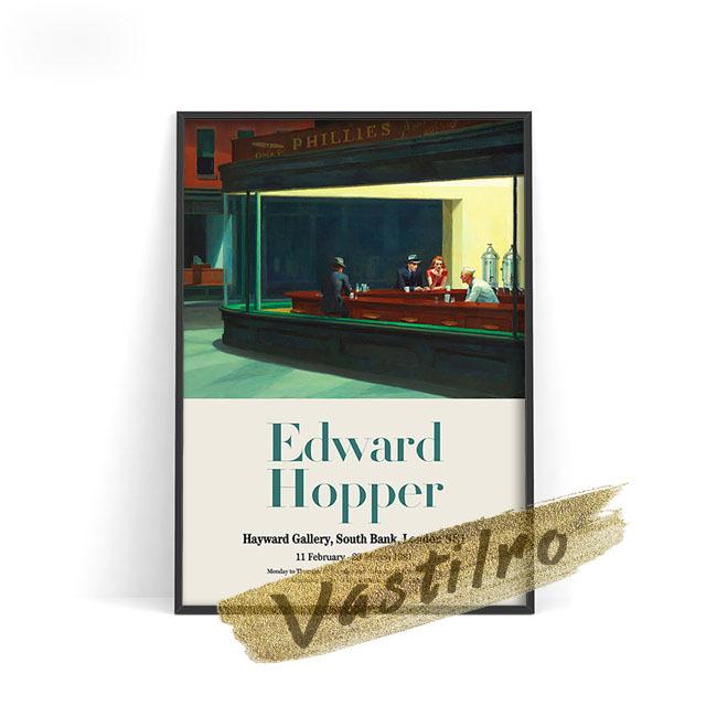 Edward Hopper Exhibition Museum Poster Nighthawk Retro Wall Art Oil Painting "Morning Post" New York News