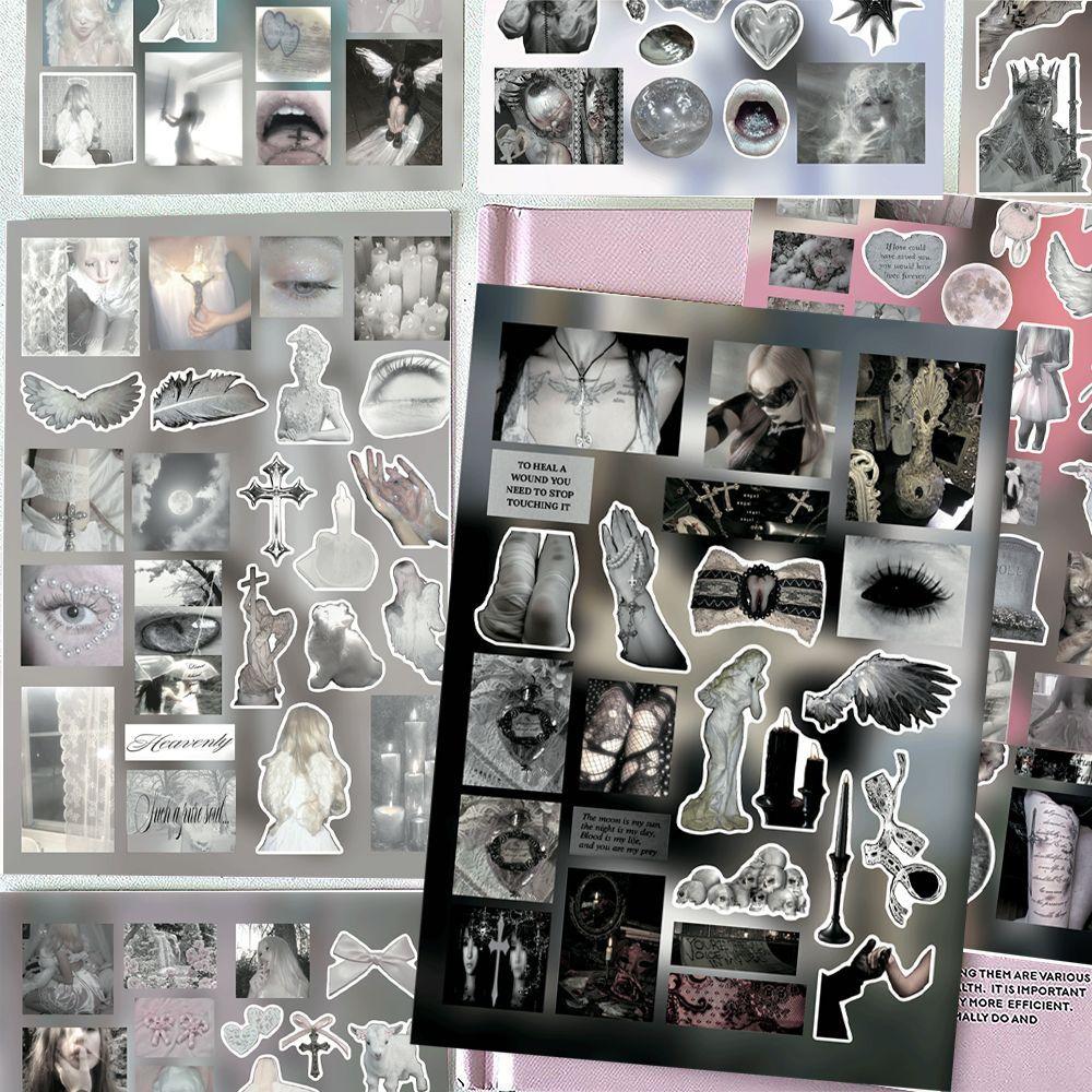 8Sheet Y2K Dark Gothic Dreamcore Collage Retro Atmosphere Die-Cut Stickers Diy Journal Materials Diary Junk Journal Stationery