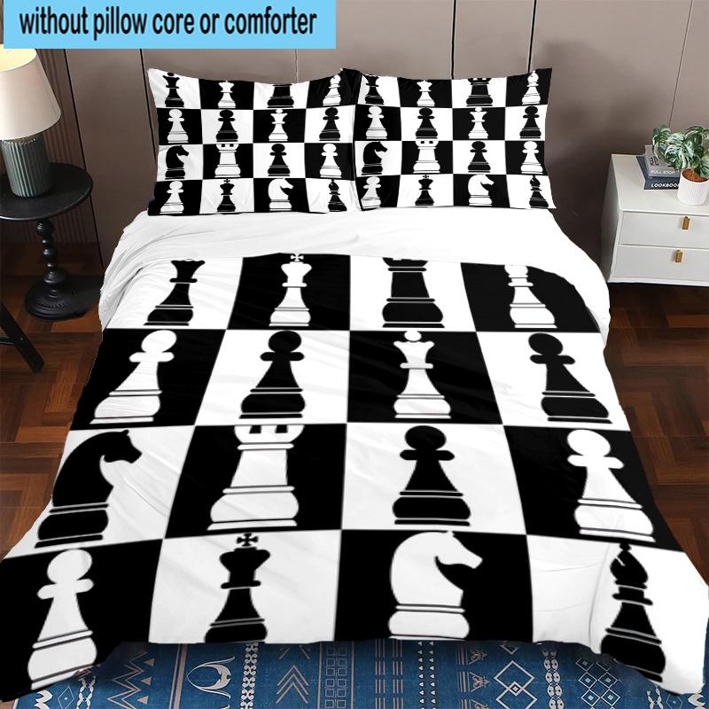 Chess Opening Strategy 3pcs Bedding,Including 1pc Duvet Cover And 2pcs Pillowcases Perfect for Christmas,Ideal for Bedroom, Dormitory