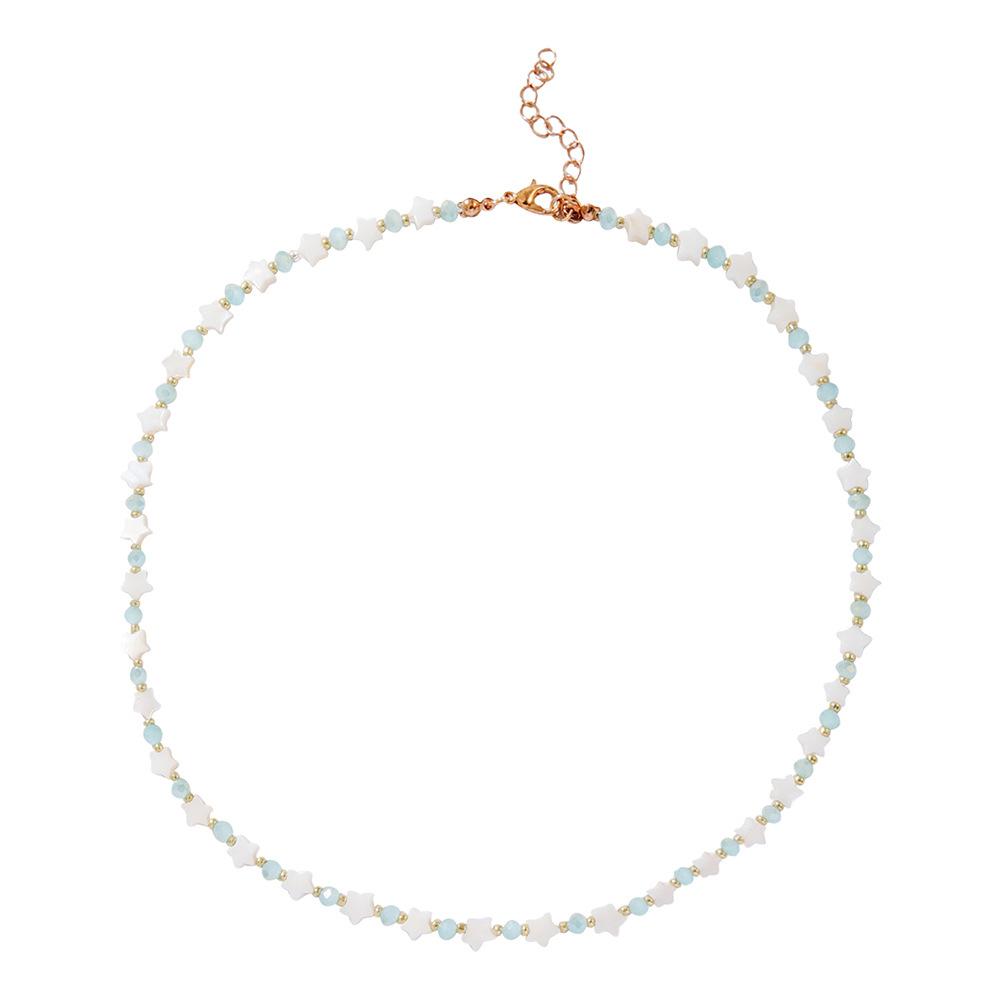 New Fashion Light Luxury Shell Glass Beads Beaded Necklace Five-pointed Star Versatile Collarbone Chain Jewelry Women