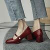 Coarse Heel Mary Jane Shoes Women's Retro 2025 New Summer Hepburn Style Medium High Heel Square Head Light Mouth Single Shoes Women's Sweet