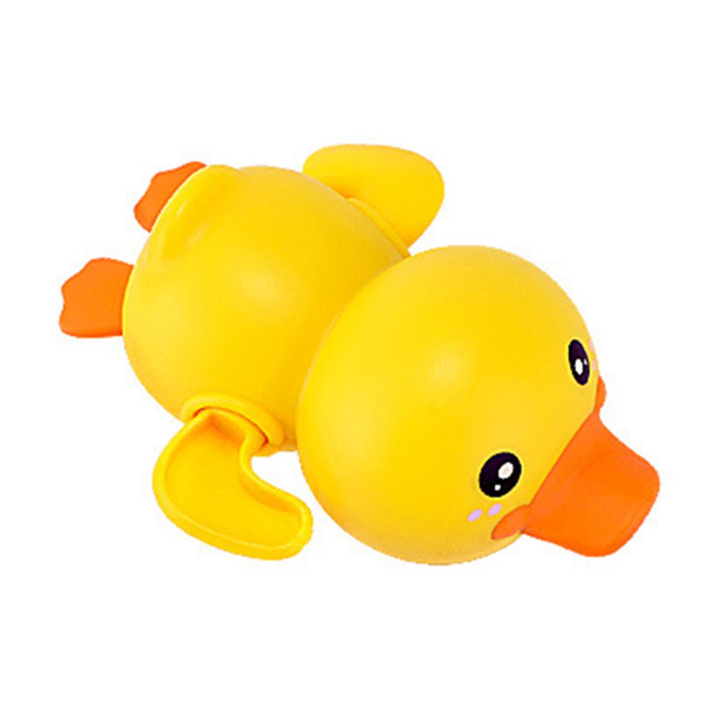 Заводные игрушки для ванны, набор из 4 уток, плавающие водные игрушки для детей, веселье во время купания, прочный пластик, заводной механизм жёлтый