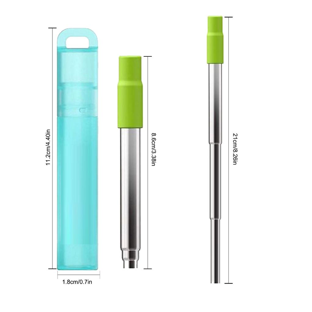 Telescopic Reusable Straw 304 Stainless Steel Metal Straw With Cleaning Brush Portable Drinking Straw Set For Travel With Case
