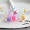 Luminous Pearl Milk Tea Straw Cup Pendant Keychain with Hanging Hole for DIY.