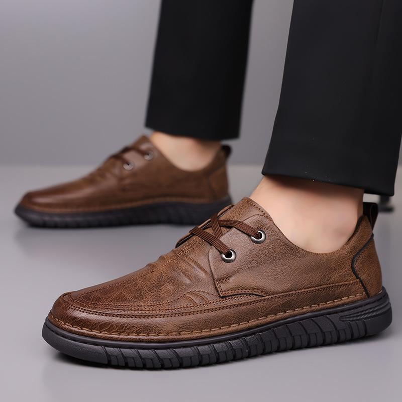 Popular leather shoes men's business leisure autumn new pedal shoes men's non-slip breathable soft sole versatile dad shoes