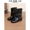 Square Head Retro Bow Thick-Soled Ballet Short Boots Slim Big Tube Circumferential Straight Western Cowboy Boots Sleeve Medium Tube