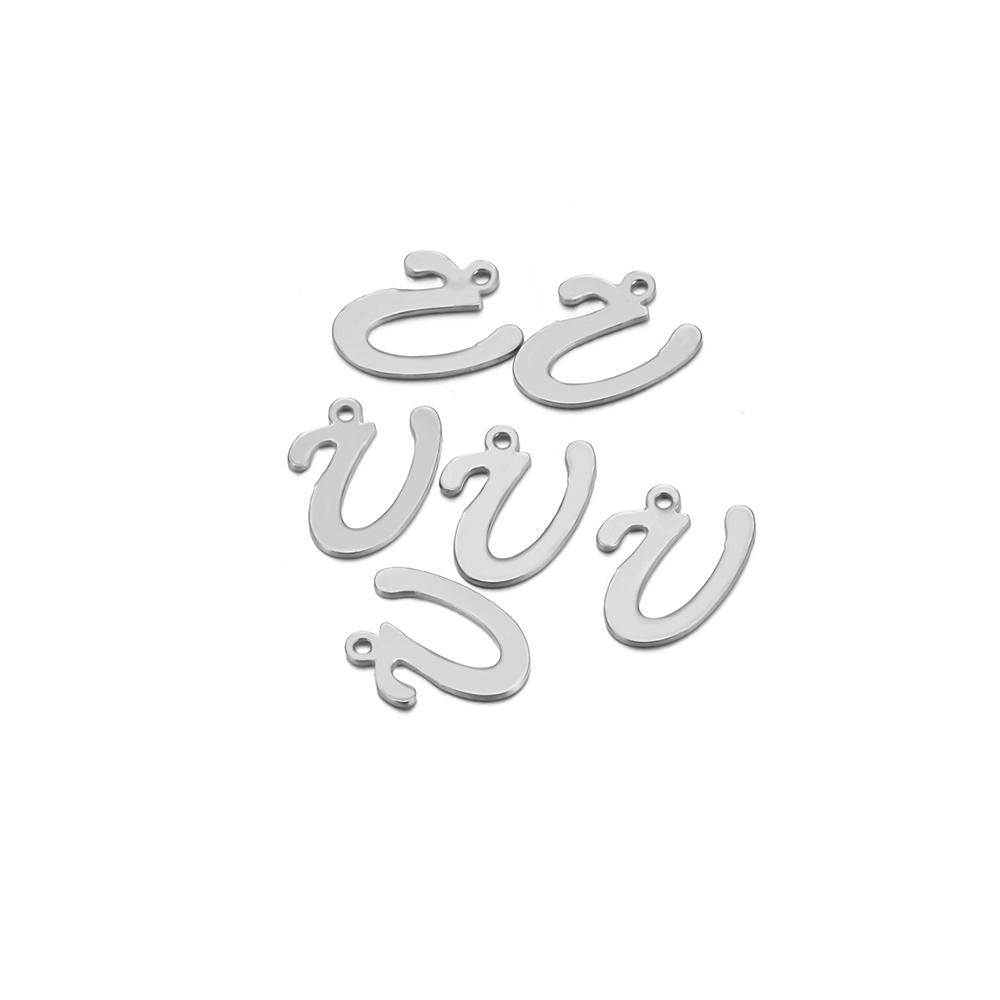 50pcs Stainless Steel Cursive Font 26 Letter Pendant Alphabet Charms Necklace Pendant DIY Jewelry Bracelet Making Earrings Craft