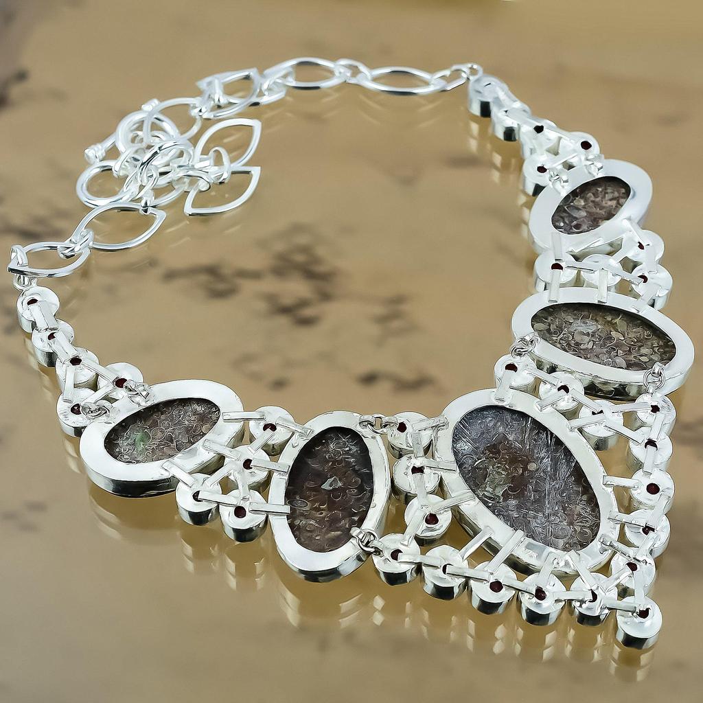 Gift For Her 925 Silver Natural Turritella Agate Chain Adjustable Necklace