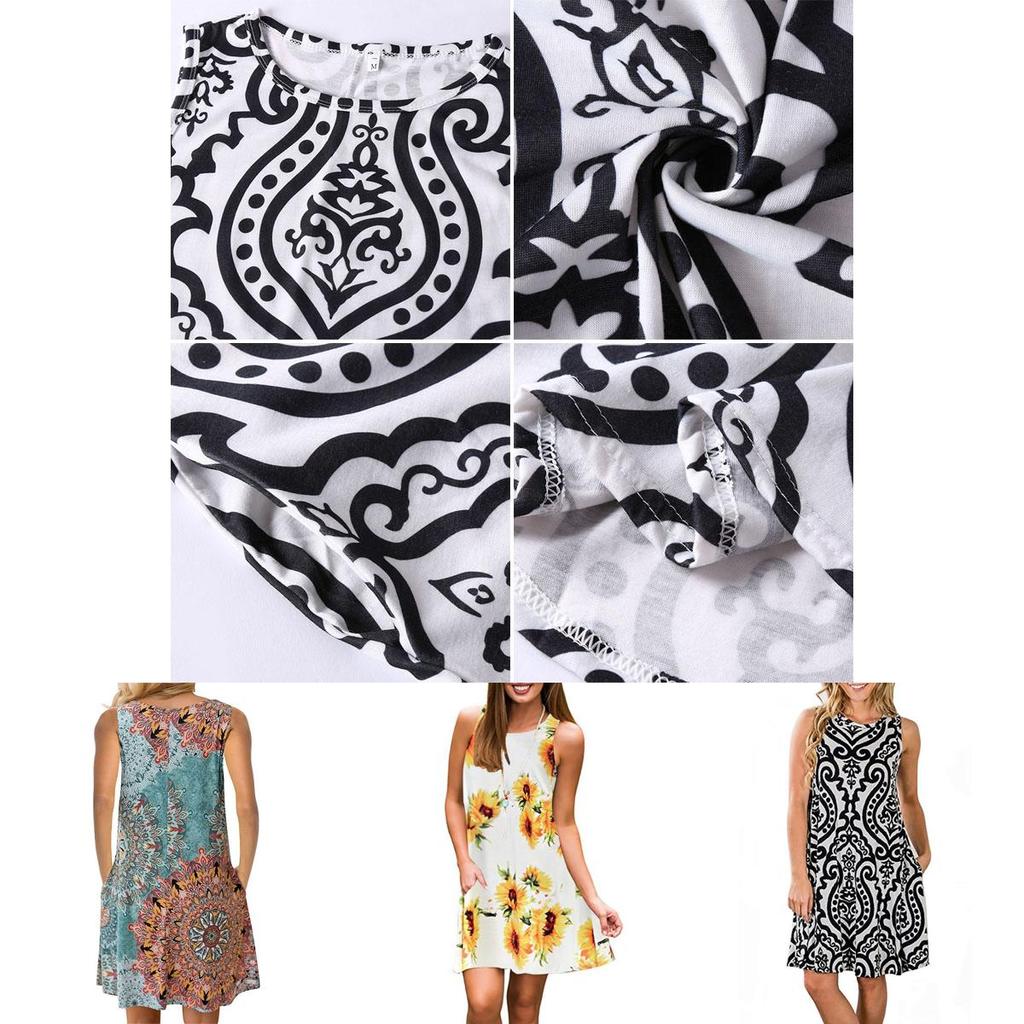 Women's Summer Boho Floral Tank Dress With Comfortable Loose Fit For Casual Beach Outings