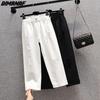 DIMANAF 2023 Plus Size Summer Jeans Capris Pants Women Elastic Pants Loose Casual Female Harem Trousers Pants White 5XL