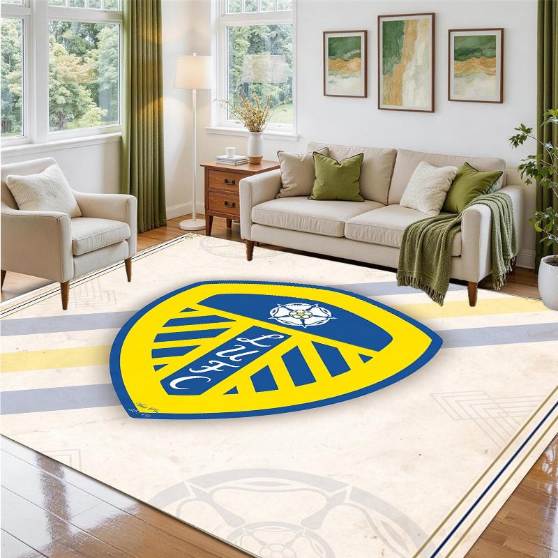 Leeds United Design Crystal Velvet Rug Soft Decorative Mat for Bedroom Entrance