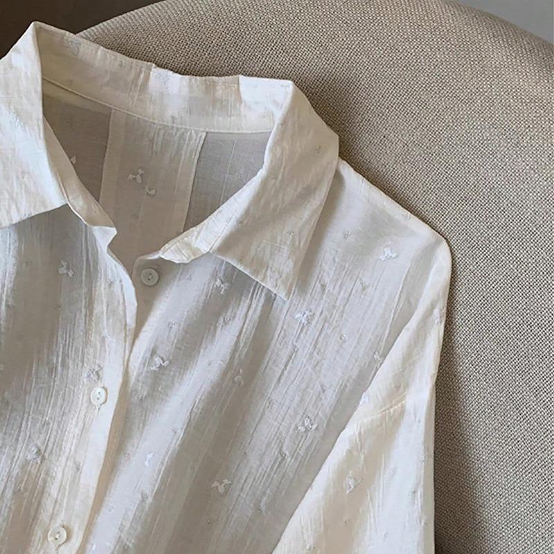 Temperament Solid Color Long Sleeve Shirt 2025 Autumn Loose Fashionable Versatile Top