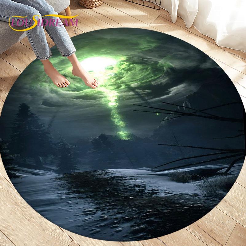 3D Natural ,Tornado, Cloud Area Rug,Round Carpet Rug for Living Room Bedroom Sofa Decoration,Kid Play Game Non-slip Floor Mat