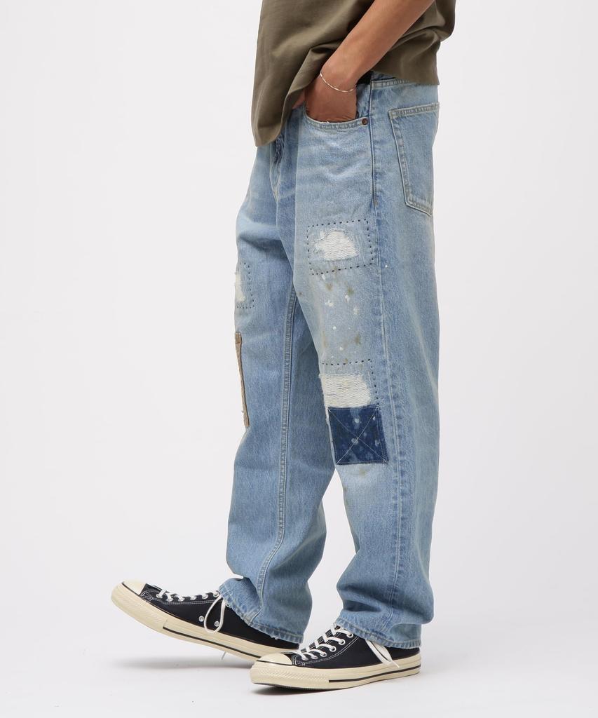 AVIREX RESTORE COLLECTION DENIM PANTS "REPAIR CUSTOM" denim pants repair custom men's M 369 wash used 783-5211004