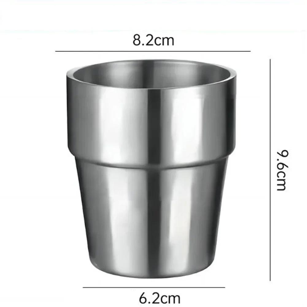 300ML Metal Double-walled Water Bottle For Tea Coffee Mugs Double Layer Wine Cup Scald-proof Stainless Steel Cup Drinkware