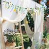 New Ins Style Floral Window Hanging Decor For Kids Room Double Sided Flower Banner Childrens Day Birthday Party Decoration