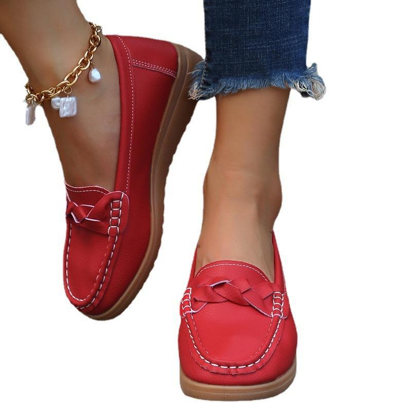 Large size single shoes women's summer new fashion retro style woven one-pedal women's shoes