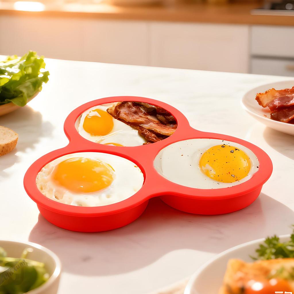 Silikonform für Heißluftfritteuse 3-Kammer Kochform Silikon Heißluftfritteuse Tassen für kleine Kuchen Puddings Hamburger Frühstück