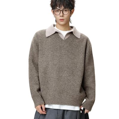 Manatsulife Long Sleeve Knit Sweater with Polo Collar and Faux Thick and Loose Solid Perfect for Everyday Fall and MY4149 Men's Layering, Warm, Fit,