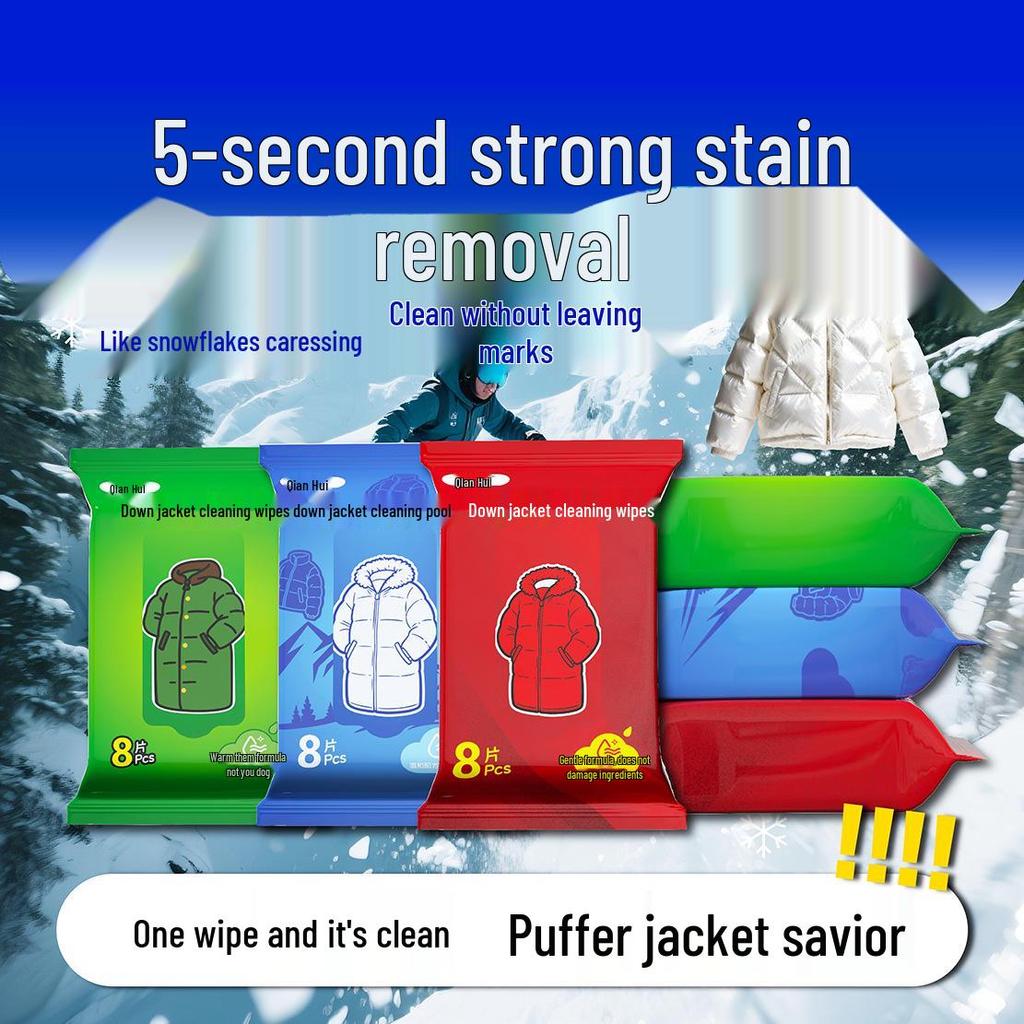 Powerful Stain Removal Wet Wipes for Down Jackets & Windbreakers - No-Wash, Dry Clean Only