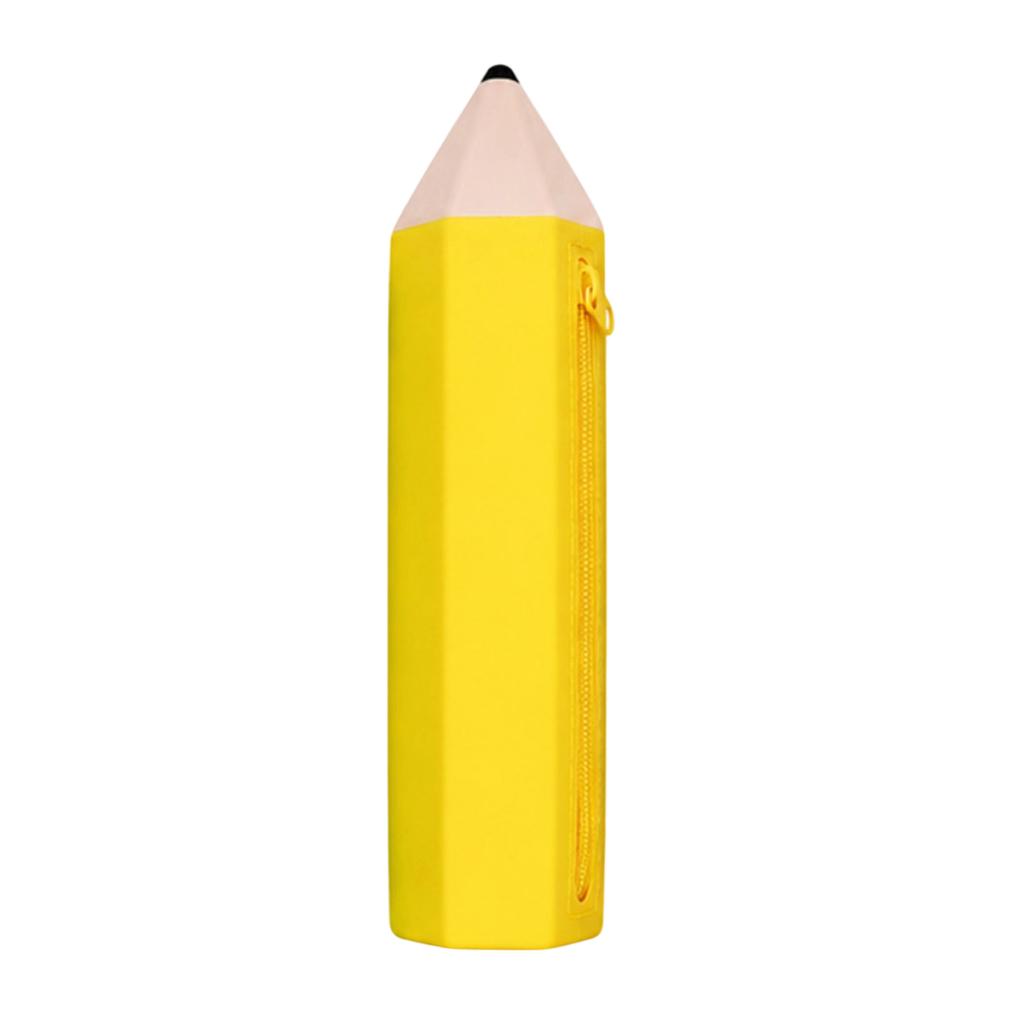Pencil Case - Pencil Shaped Silicone Pencil Pouch,Large Capacity Pencil Bag with Zipper,Portable Stationery for School and