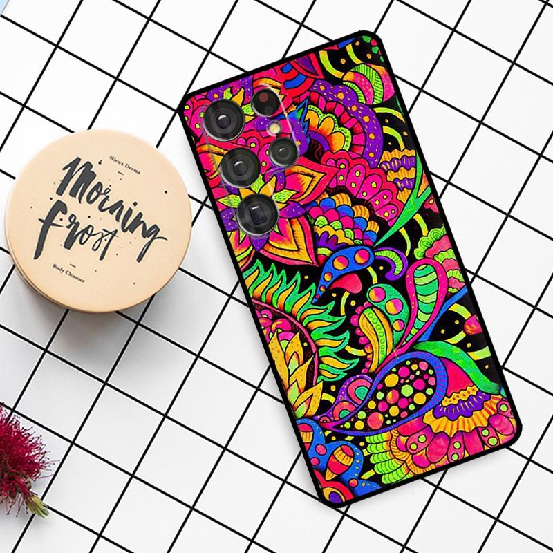 70s Hippie Psychedelic Floral Flowers Case For Samsung Galaxy S24 FE S21 S22 S23 S25 Ultra S9 S10 Plus S20 S25 FE Phone Cover