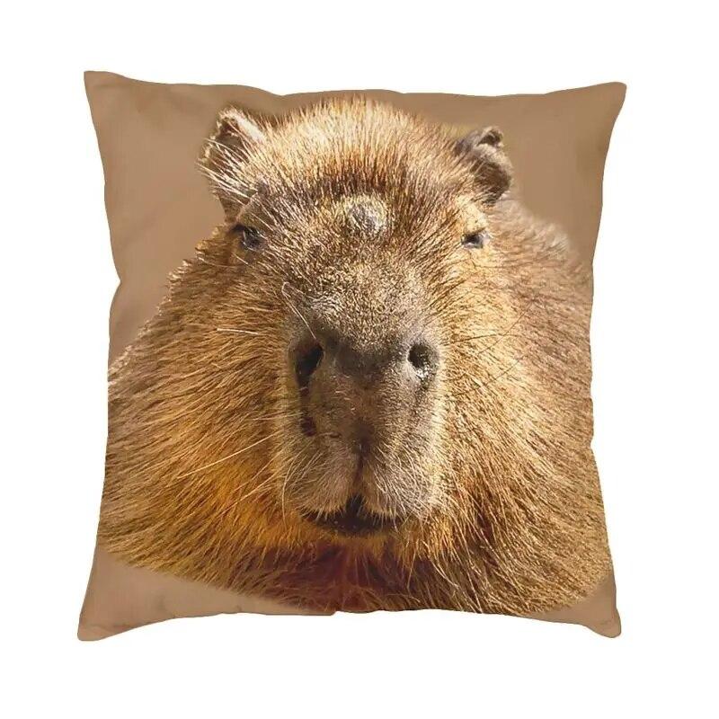 Capybara Try Eating Cushion Cover Nordic Pillow  for Car Sofa Printed