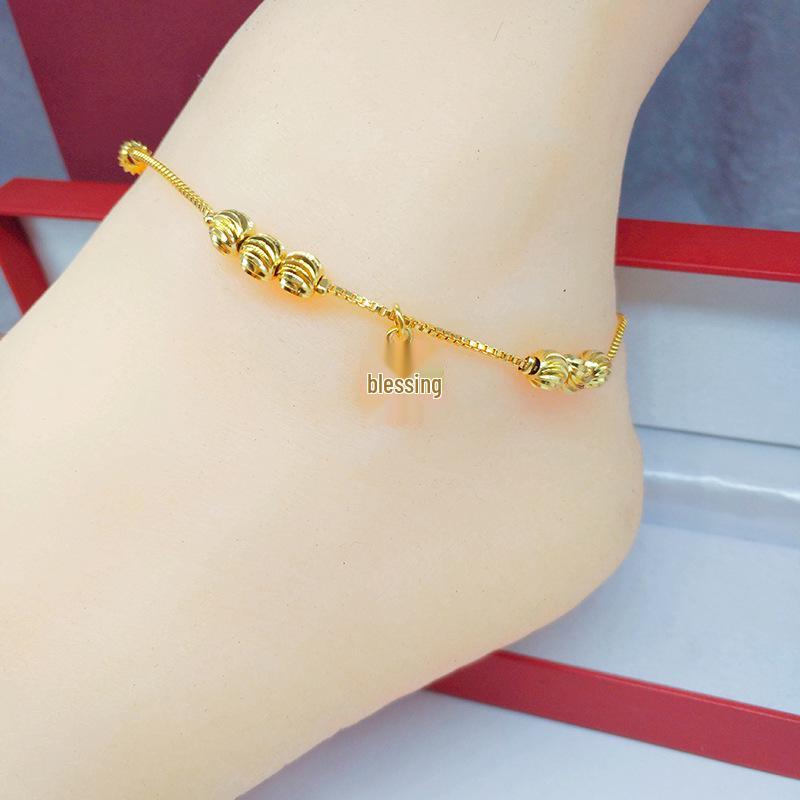 Vietnamese Gold-Plated Bead Anklet - Women's Korean Fashion Jewelry