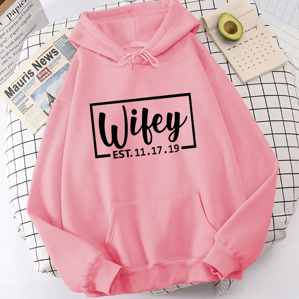 New Men'S Women'S Winter Autumn Fashion Hooded Wifey Casual Long Sleeve Hoody Hoodies Sweatshirts Loose Pullover