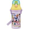 Colorful Peach Water Bottle, Direct Drinking, Plastic, One-Touch Bottle, 480ml, Silver Ion Antibacterial, Karapichi Set (Water Bottle, Name Sticker)