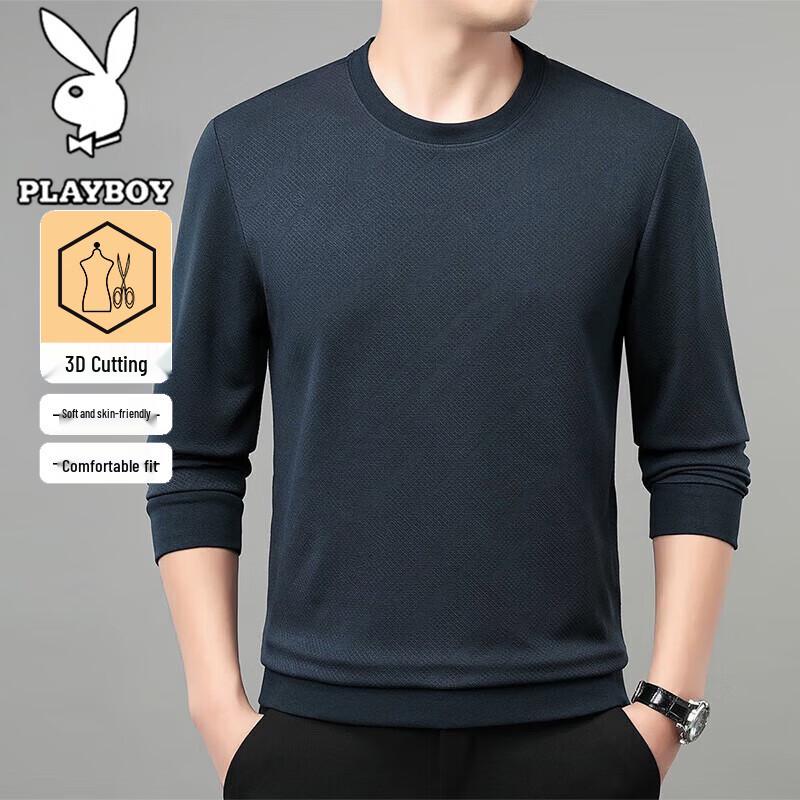 PLAYBOY Men's Business Casual Round Neck Long Sleeve Pullover