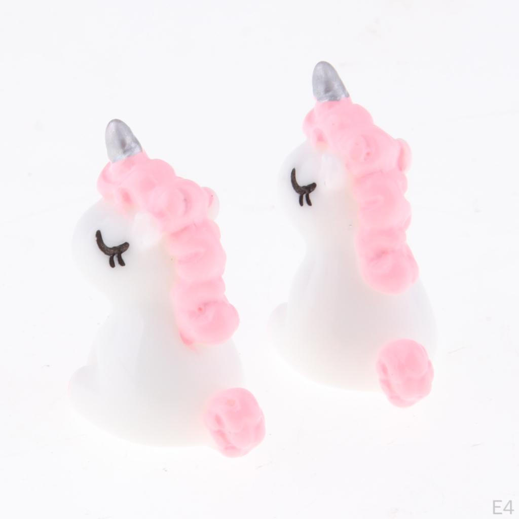 2 Set Unicorns Miniature Fairy For DIY Garden Dollhouse