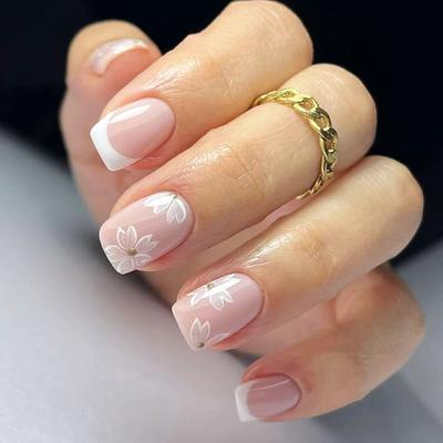 24 Pezzi Unghie Finte Corte Lucide Unghie Finte Copertura Totale Unghie Artificiali Unghie da Incollare per Manicure Fai da Te