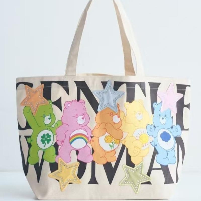 

New love bear canvas bag large capacity tote bag portable shoulder bag