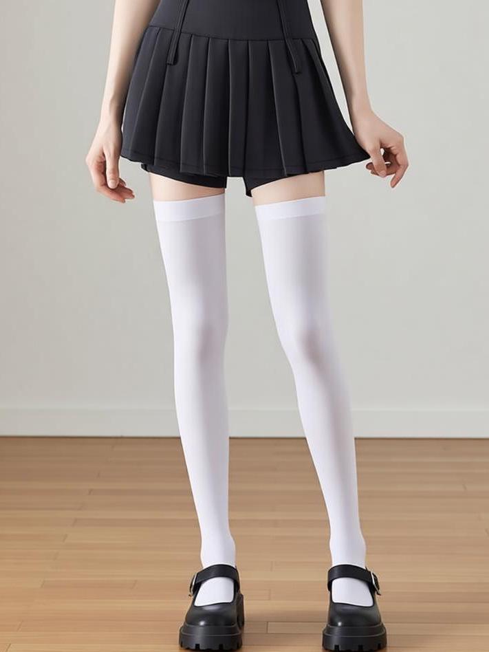 Velvet Thigh-High Socks with Red Bow for Halloween and Christmas