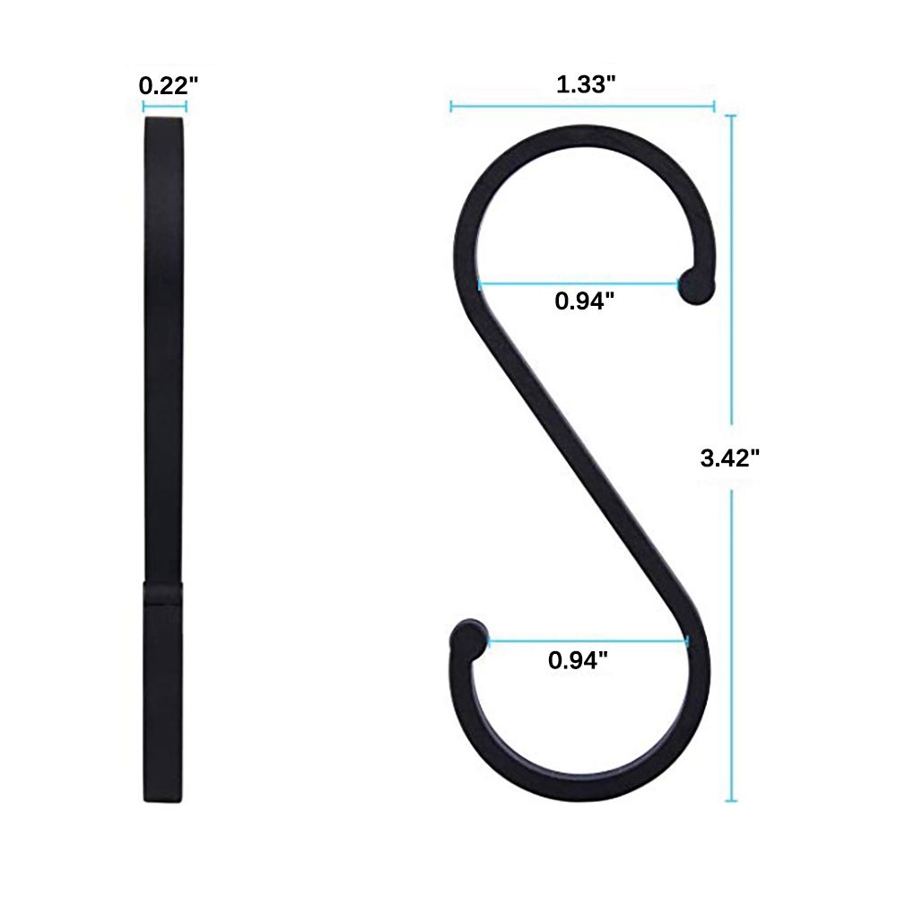 12Pcs Home Aluminum Buckle Matte Surface Metal Hanger S-Hook Home Storage Curtain Hook