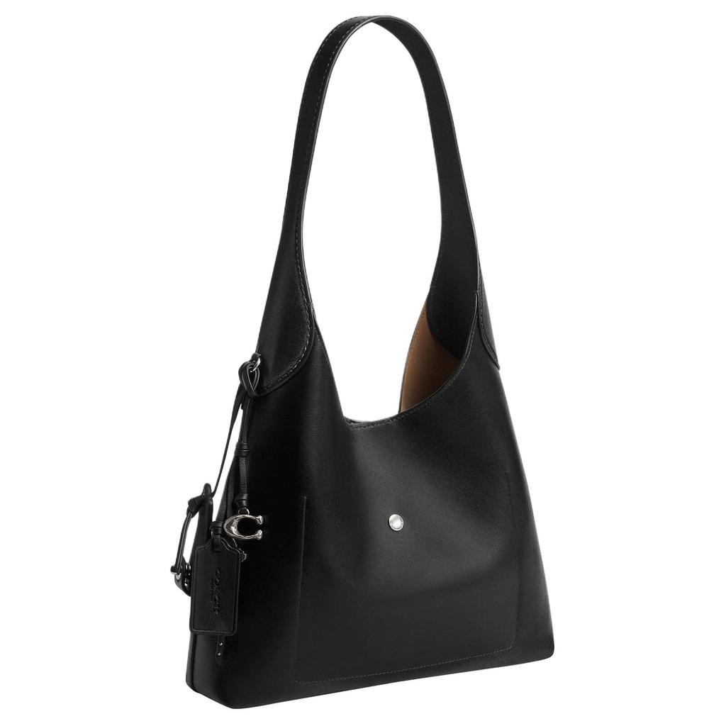 Coach Brooklyn 28 Logo Leather Tote Bag Women Tote Bags Black Brown CBH44-LHPMZ
