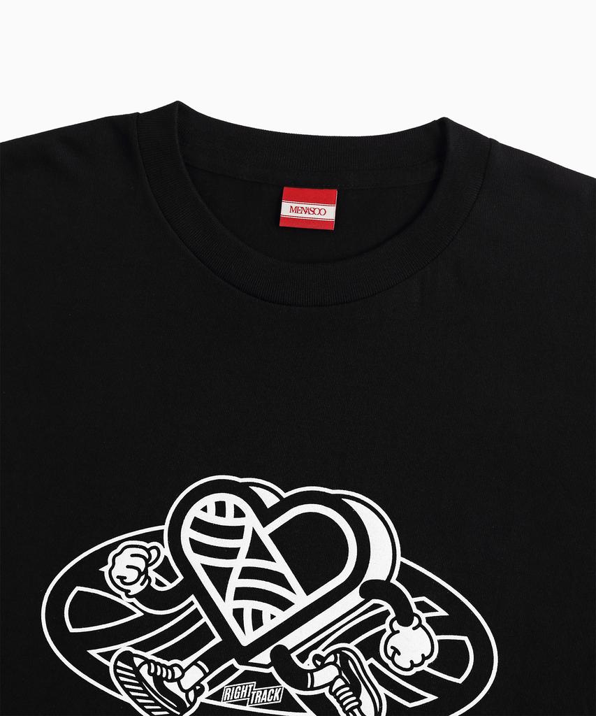 Minasu New Big Hearttrack Graphic T Shirt_Black_W