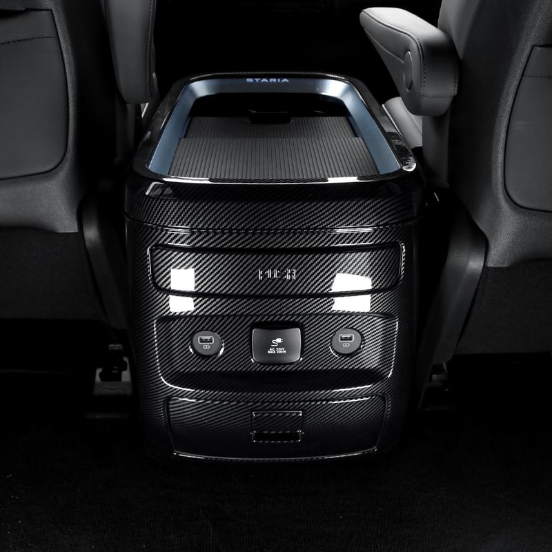 Car Tuning Carbon Fiber Central Console Gear Shift Window Button Air Vent Cover Accessories For Hyundai Staria -2026 LHD