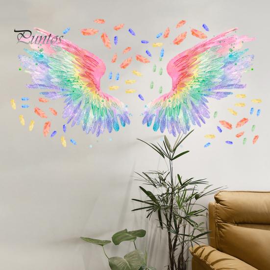 Wall Sticker Vibrant Color Angel Wings Wall Art Decal Creative Removable Sticker for Home Decoration